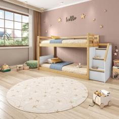 Beliche Infantil Montessoriana com Escada Lateral Garden Casatema Branco/Natural