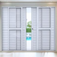 Porta Balção de Aluminio 210x200cm 4 Folhas Moveis e 2 Folha Fixa Branco