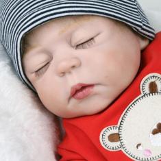 Boneca Reborn Menino Corpo de Silicone Cabelos Fio a Fio - New Happy