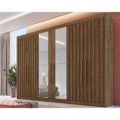 Guarda Roupa Casal 6 Portas (4 Ripadas e 2 c/ Espelho) e 6 Gavetas Potente Brauna/Ipe - Europa