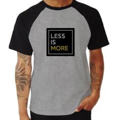 Camiseta Raglan Less is More - Foca na Moda, Cinza, Preto, GG