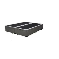 Cama Box Baú Casal Bipartido Sintético Cinza