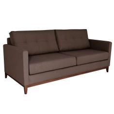 Sofá 3 Lugares Carlo Veludo Marrom e Imbua 180 cm