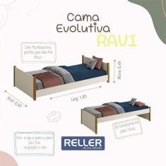 Cama Evolutiva 2 em 1 Ravi Pés Amadeirado com Colchão D33 - Reller Móveis Rosa Fosco