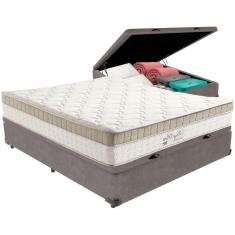 Cama Box Baú Cinza E Colchão King Best Molas Ensacadas Casal 138x188x33 Anjos