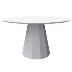 Mesa De Jantar Para 6 Lugares 1,35m Tampo Redondo Com Vidro Isis Cor O