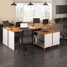 Conjunto 4 Escrivaninhas Retrô em L para Escritório e Home Office com 