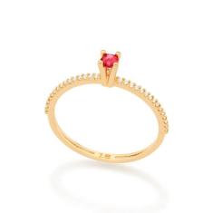 Anel Rommanel Banhado Ouro Zircônias Brancas Rosa 512902, 20