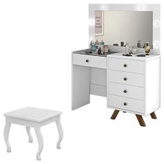 Penteadeira Camarim Luna com Banqueta Branco - Luapa Móveis