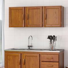 Armário Aéreo para Cozinha 120cm Madeira Maciça 3 Portas Móveis MPO Imbuia Fosco