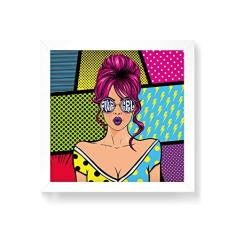 Arte Maníacos Quadro Decorativo PWR GRL Pop Art - 50x50cm (Moldura em laca branca)