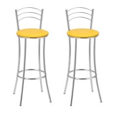 Kit 2 Banquetas Bc26-a A105 Cromada/Amarela