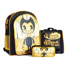 Mochila Escolar Import Bendy Jogo Costas Lancheira Estojo Desenho Animado Daypack Unissexo Zíper Casca Macia