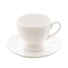 Xícara de Chá com Pires de Porcelana New Bone Butterfly Flower 200ml - Lyor