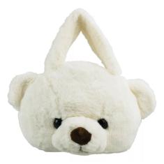 Bolsa Rosto Urso Branco 15x23cm - Pelúcia