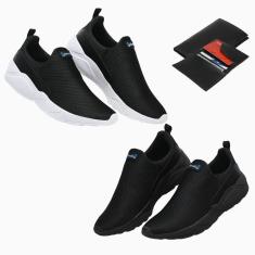 Kit 2 Tênis Masculino Esporte Academia Caminhada Dia a Dia + Carteira-Masculino