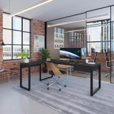 Escrivaninha em L Yon Presidente com 1 Gaveta 190x70x75 Preto