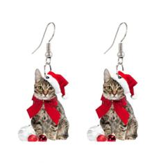 Chapéu de Natal de acrílico exclusivo para cães e gatos, brincos chiques de alce de animais de estimação, brincos de decoração para mulheres, enfeite de Natal, joias de Natal, Resina, acrílico