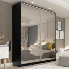 Guarda Roupa Solteiro com Espelho 2 Portas em BP Belluno - RR Móveis