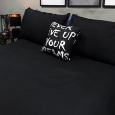 Lençol com elástico solteiro 4 pç preto c/ almofada decor - Casa Da Fa