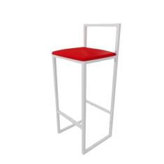 Banqueta Alta Balcão Bistrô Industrial Branca Assento Estofado (VERMELHO)