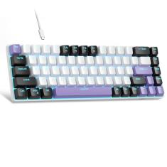 Teclado mecânico portátil de jogos 60% MageGee MK-Box, retroiluminação de LED, compacto, 68 teclas, mini, com fio, switch vermelho, para escritório, Windows, laptop, PC, Mac, branco/roxo