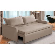 Sofá Sem Caixa Retrátil e Reclinável 2,00m com Molas Kiara Suede Cappuccino Adonai Estofados