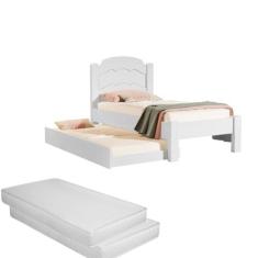 Cama Solteiro Auxiliar Bicama MDF 2 Colchões D20 Laís Cores - HOME AS,