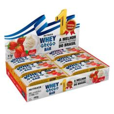 Whey Grego Bar Morango com Chantilly 12X40g - Nutrata, Morango com cha