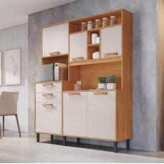 Cozinha Compacta 6 Portas 2 Gavetas 5 Nichos Nápoles Itatiaia Cinamomo/off White