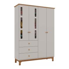 Roupeiro Infantil Antonella 4 Portas 3 Gavetas Off White-caramelo Móveis Canaã