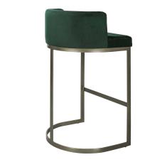Banqueta Alta Estofada Estrutura Aço Carbono Belly Ii Base Champagne 75cm Suede Verde