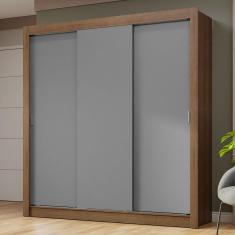 Guarda-roupa Casal 3 Portas De Correr Rustic/cinza Nobre Madesa Rustic/cinza
