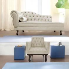 Kit Diva Recamier Diana 130cm Lado Direito e 01 Poltrona Classic Linho