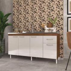 Balcão Para Pia De 160 Cm Sem Tampo Suiça Fidelitá Com 4 Portas 1 Gave