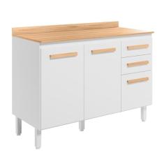 Balcão Intenza com tampo 120 cm com 3 Portas e 2 Gavetas Branco