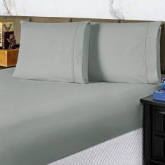 Jogo De Cama Lençol Casal Conforto Percal 300 Fios 3 Peças - Cinza