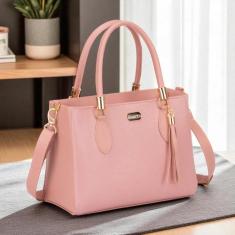 Bolsas Transversal Feminina Lorena Media de Mão e Transversal, Rosa