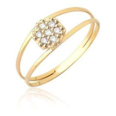 Anel Pavê Baixo Aro Duplo Em Ouro Puro 18k As516 - MAEHLER, Dourado, 2