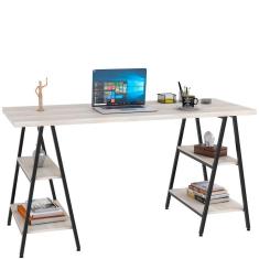 Mesa Para Escritório Estilo Industrial Cavalete 150cm Snow
