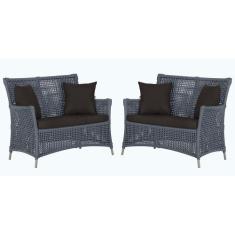 2 Sofás Área Externa Igapó Alumínio Pintura Fendi Corda Náutica Estofa