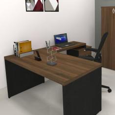 Mesa Reta Natus 40mm 110 cm 60 cm Bramov Móveis Preto/Ameixa Negra