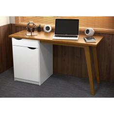 Escrivaninha Home Offica Mesa Para Computador Branco acetinado/Cumarú