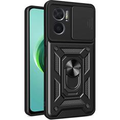 Ysnzaq Capa resistente à prova de choque de grau militar para Xiaomi Redmi 10 5G 6,6 polegadas, proteção de lente de janela deslizante com suporte magnético de carro capa de telefone para Xiaomi Redmi