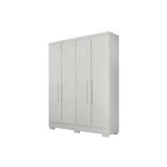 Guarda Roupa Solteiro 4 Portas E 2 Gavetas C/ Espelho E Pés Milly Branco - Novo Horizonte