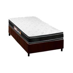 Cama Box Solteiro: Colchão Espuma Castor D33 Black e White Double Face + Base CRC Suede Brown(88x188)