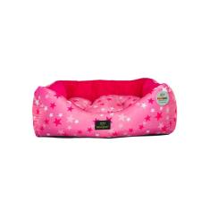 Cama para Cachorro Quadrada em Poliéster Estrela Rosa Grande (G) 48 x 48 cm