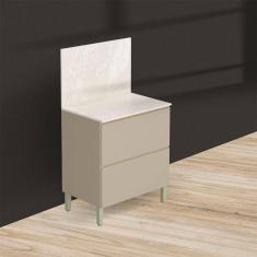 Balcão para Cozinha Ambiente Art Vanilla com Tampo Painel 80cm Travertino – Kits Paraná