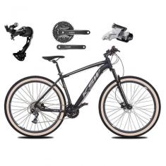 Bicicleta Aro 29 Ksw Xlt Alívio E Altus 27v Freio Hidráulico Garfo Trava Pneu Faixa - Preto-prata Tam.15