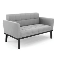 Sofá Namoradeira 2 Lugares Base De Madeira Preto Elisa Suede D03 - D`rossi Cor Cinza